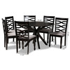 Baxton Studio Mila Grey Upholstered and Dark Brown Finished Wood 7-Piece Dining Set 172-10530-10894